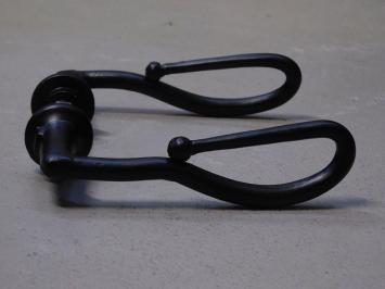 Set of door handles with latch rosettes - wrought iron - black - handmade