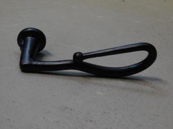 Set of door handles with latch rosettes - wrought iron - black - handmade