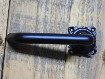 Set of Door Handles with Square Backplates and BB Lock Cylinder Backplates - Black