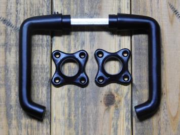 Set of Door Handles with Square Rosettes - Black - Aluminium