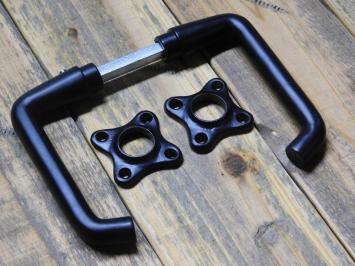 Set of Door Handles with Square Rosettes - Black - Aluminium
