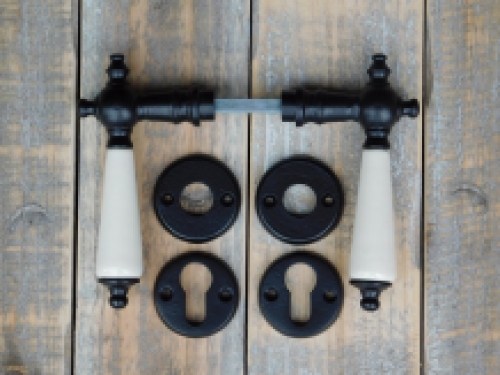 Set of door fittings for front door - PZ - iron, black - timeless design