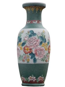 Set van 2 Grote Vintage Aziatische Siervazen met Bloemmotief – ca. 60 cm – Keramiek