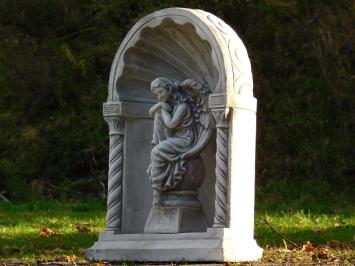 Classic Chapel with Seated Angel – 65 cm – Grey/White – Stone
