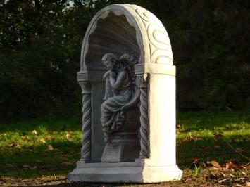 Classic Chapel with Seated Angel – 65 cm – Grey/White – Stone