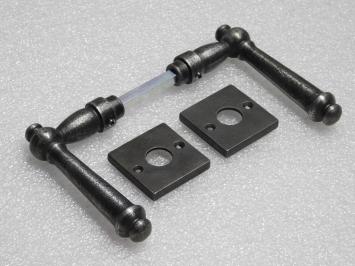 Set Klinken Windsor + Klinkrozetten Vierkant - Gietijzer Verzinkt