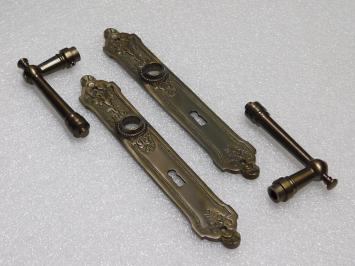 Set Deurklinken Montel + Lange Deurplaten BB 72 - Gepatineerd Messing
