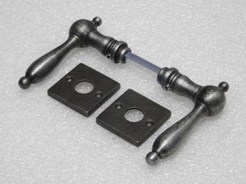 Set Klinken Cambridge + Klinkrozetten Vierkant - Gietijzer Verzinkt