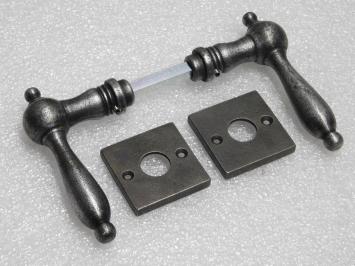 Set Klinken Cambridge + Klinkrozetten Vierkant - Gietijzer Verzinkt