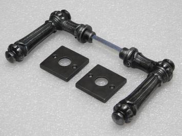 Set Klinken Oxford + Klinkrozetten Vierkant - Gietijzer Verzinkt