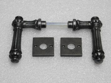 Set Klinken Oxford + Klinkrozetten Vierkant - Gietijzer Verzinkt