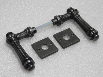 Set Klinken Oxford + Klinkrozetten Vierkant - Gietijzer Verzinkt