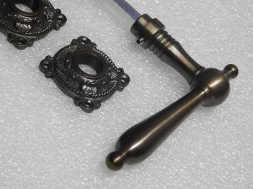 Classic Door Handle Set with Rosettes - Dark Patinated Brass