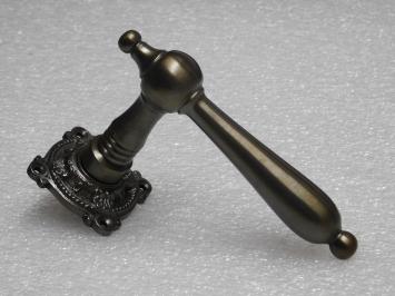 Classic Door Handle Set with Rosettes - Dark Patinated Brass