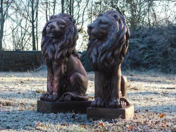 Set of lions - polystone - left and right looking - copper look