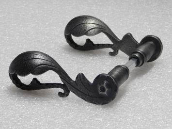 Set Türgriffe Vienna + Türgriff- und Schlossrosetten, quadratisch – Gusseisen, verzinkt