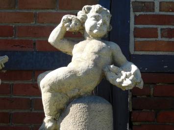 Vintage Set of 2 Putti on Pedestal - 130 cm - Cast Stone