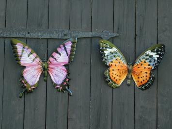 Set of Wall Butterflies - Purple and Orange - Metal