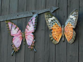 Set of Wall Butterflies - Purple and Orange - Metal