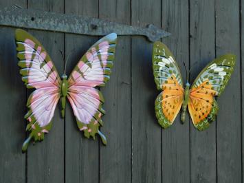 Set of Wall Butterflies - Purple and Orange - Metal