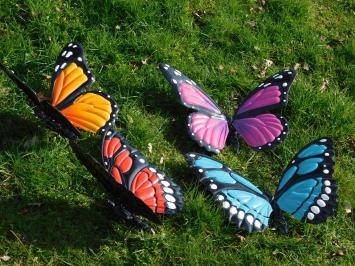 Set of 3 butterflies - full colour - metal - wall decoration