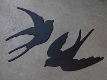 Set van 2 Zwaluwen - silhouet - metaal mat zwart - wanddeco