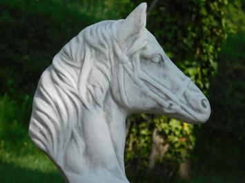 Set of 2 Horse Heads - Stone - White with Grey