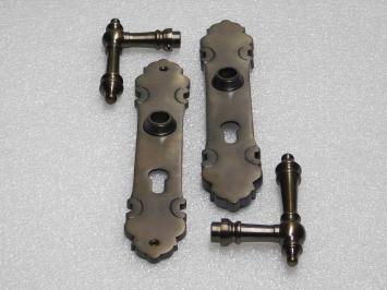 Montreux Door Handle Set + Door Plates PC 92 - Dark Patinated Brass