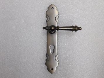 Montreux Door Handle Set + Door Plates PC 92 - Dark Patinated Brass