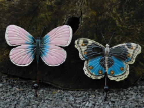 Vlinder kapstok blauw - handgemaakt van metaal