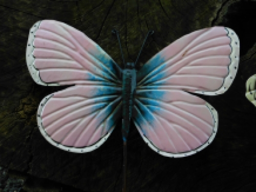 Set of 2: coat rack butterflies - blue & pink - handmade from metal