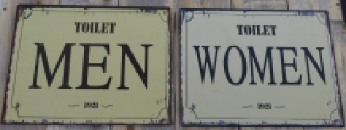 Set of signs for toilet doors - tin plate- Woman & Men