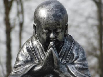 Shaolin Monk praying - polystone - grey with black