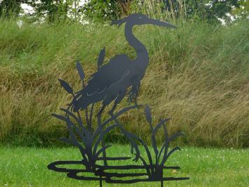 Tuinsteker Reiger Silhouette - 112 cm - Mat Zwart