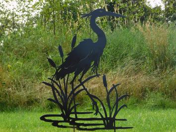 Tuinsteker Reiger Silhouette - 112 cm - Mat Zwart