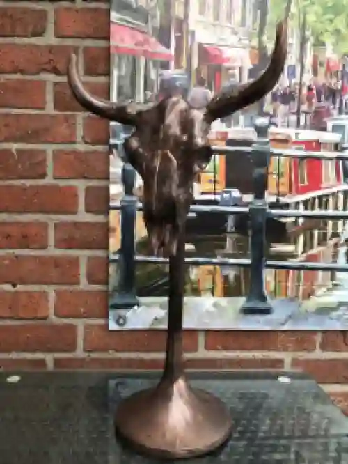 Skull op standaard, schedel, hertenschedel