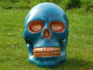 Skull XL - 60 x 65 cm - Blauw met Brons - Polystone