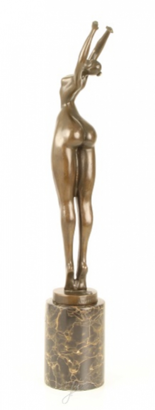 A bronze statue/sculpture of an artistic naked woman