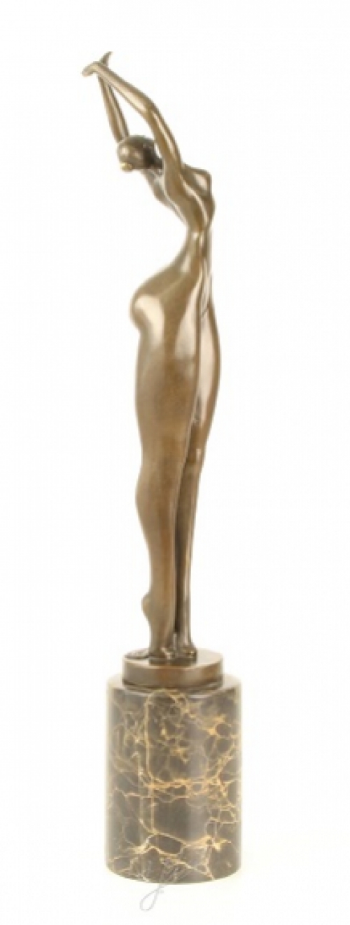 A bronze statue/sculpture of an artistic naked woman