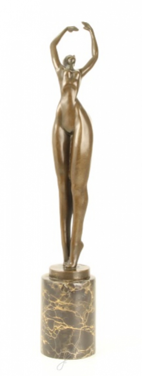 A bronze statue/sculpture of an artistic naked woman