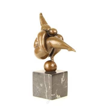 A bronze statue/sculpture of a dancing nude woman in modernist style