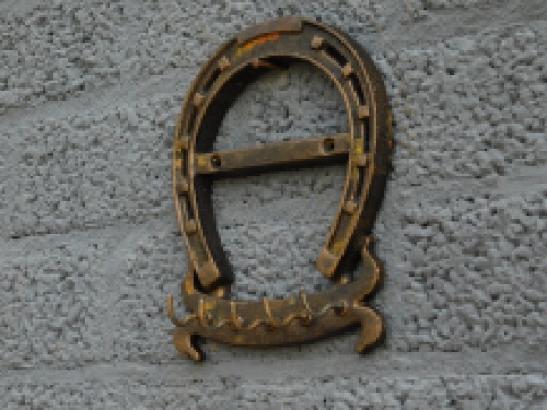 A key coat rack with 5 hooks, like a horseshoe, robust and rustic