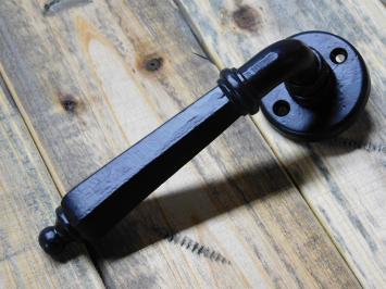 Set of door handles with lock rosettes BB - black - wrought iron