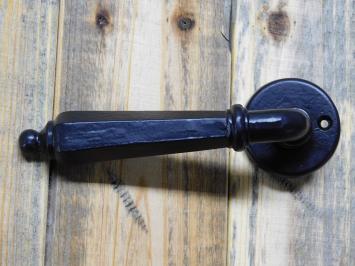 Set of door handles with lock roses PZ castle - black - wrought iron
