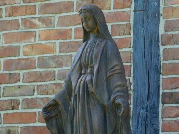 Groot Maria Tuinbeeld op Sokkel - 170 cm - Steen Oxide