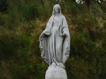 Tuinbeeld Maria op Medusa Sokkel - 170 cm - Stenen Beeld met Zuil Set