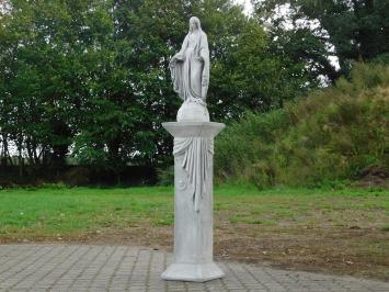 Tuinbeeld Maria op Medusa Sokkel - 170 cm - Stenen Beeld met Zuil Set