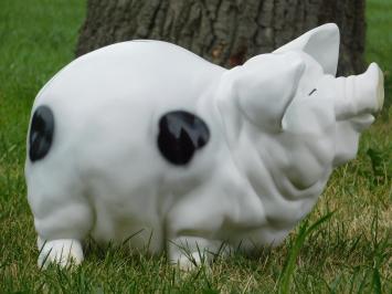 Piggy bank XL - Polystone - White with Black