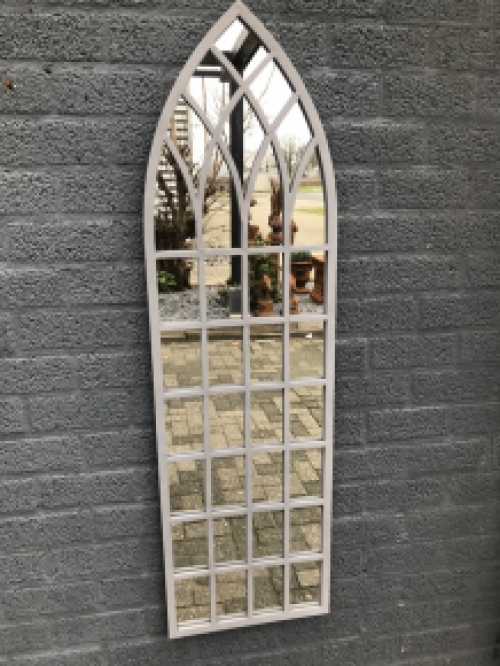 Large Church Window Mirror - Metal Rim - 140 cm x 40 cm