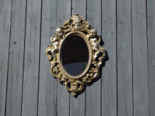 Ornate mirror with angels - silver frame - wall decoration